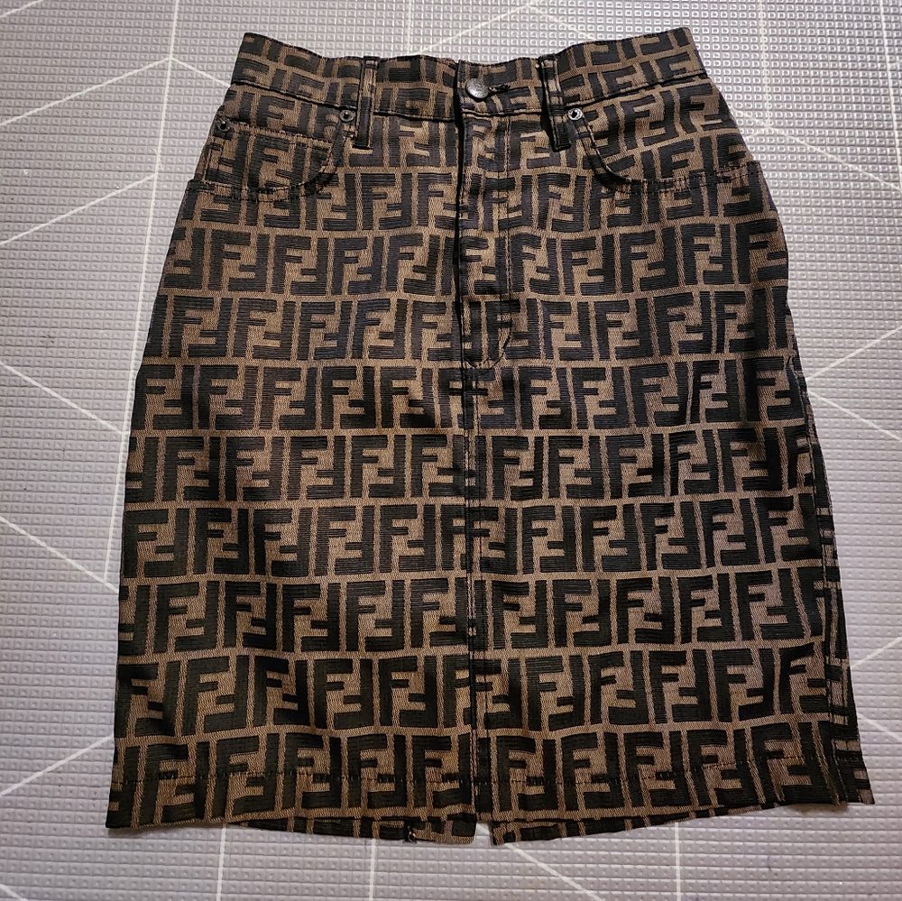 EUC vintage Fendi zucca skirt